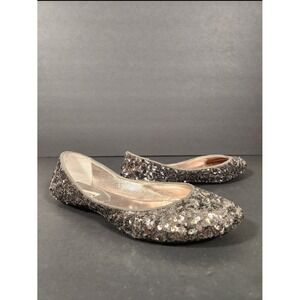 STEVE MADDEN Heaven Ballet Flats Womens 7.5 Silver Pewter Sequin Sparkle Party